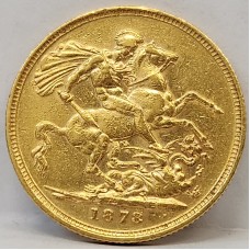 AUSTRALIA 1878 . ONE 1 SOVEREIGN . MELBOURNE . GOLD